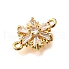 Brass Clear Cubic Zirconia Connector Charms KK-U065-06C-G-2