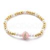Brass Beaded Stretch Bracelets for Women BJEW-G736-03B-5