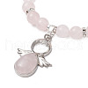 Natural Rose Quartz Stretch Bracelets with Angel Charms BJEW-JB11046-02-3