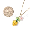 Glass Seed Beaded & Imitation Pearl Flower Pendant 304 Stainless Steel Cable Chain Necklaces for Women NJEW-MZ00115-03-3