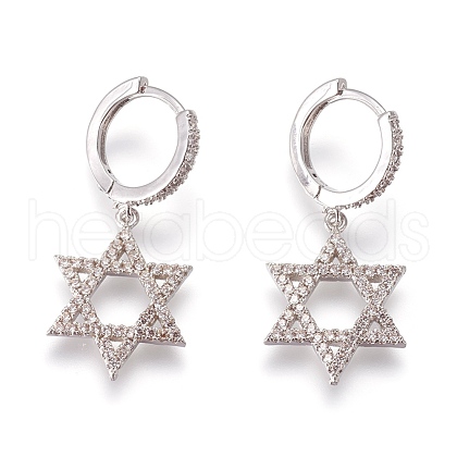 Brass Cubic Zirconia Hoop Earrings EJEW-O084-18P-1