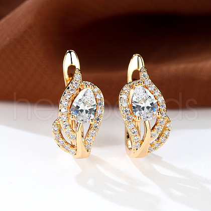 Brass Micro Pave Cubic Zirconia Hoop Earrings WG4C638-08-1