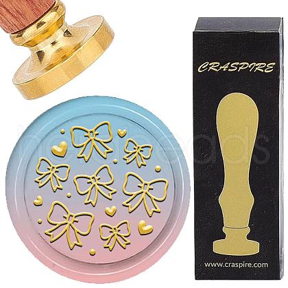 Brass Wax Seal Stamp with Wood Handle AJEW-WH0412-0273-1