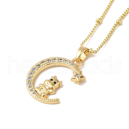 Brass Micro Pave Clear Cubic Zirconia Pendants Necklaces NJEW-K269-05G-10-1