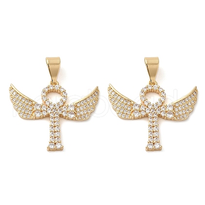 Brass Micro Pave Cubic Zirconia Pendants KK-D061-03G-1