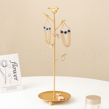Bird Iron Jewelry Display Stand with Tray ODIS-K003-07G-1