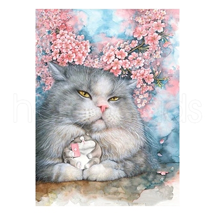 Lovely Cat Flower 5D Diamond Painting Kits for Adults Kids PW-WG60155-08-1