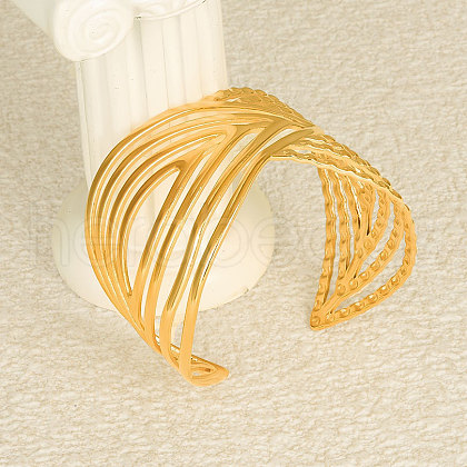304 Stainless Steel Cuff Bangles for Women CO0249-2-1