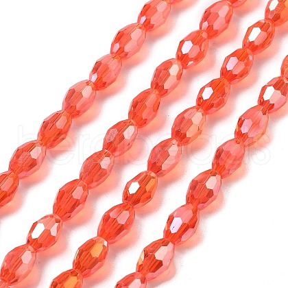 Transparent Electroplate Glass Beads Strands EGLA-A037-T6x8mm-B09-1