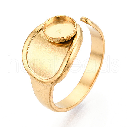 304 Stainless Steel Cuff Ring Components STAS-T066-21G-1