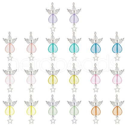   3 Sets Angle with Star Acrylic Pendants FIND-PH0009-12-1