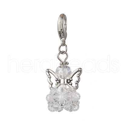 Angel Glass Pendant Decorations HJEW-MZ00215-03-1