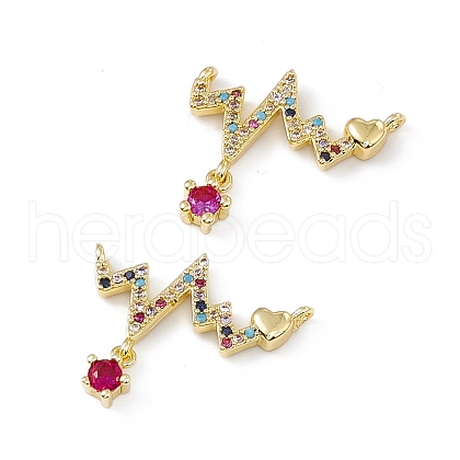 Brass Micro Pave Cubic Zirconia 2-Loop Pendants KK-E068-VC025-1