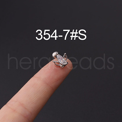 316L Stainless Steel Micro Pave Cubic Zirconia Cartilage Earrings WG094CA-07-1