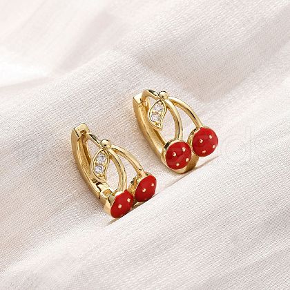 Cherry Brass Micro Pave Clear Cubic Zirconia Hoop Earrings EJEW-U062-06A-G-1