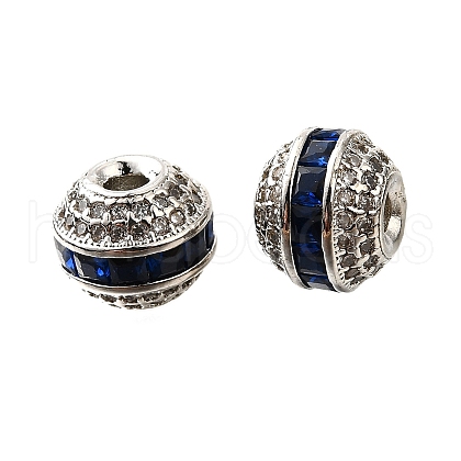 Round Brass Micro Pave Cubic Zirconia Beads KK-L230-11P-03-1