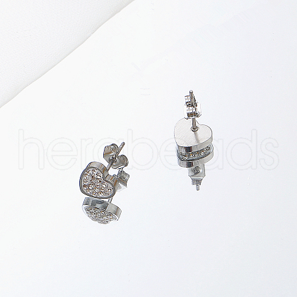 Non-Tarnish Stainless Steel Heart Stud Earrings for Women IO4754-4-1
