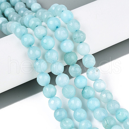 Dyed Natural White Jade Beads Strands G-T139-8mm-60-14-1