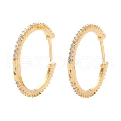 Brass Micro Pave Clear Cubic Zirconia Huggie Hoop Earrings EJEW-H109-05G-1