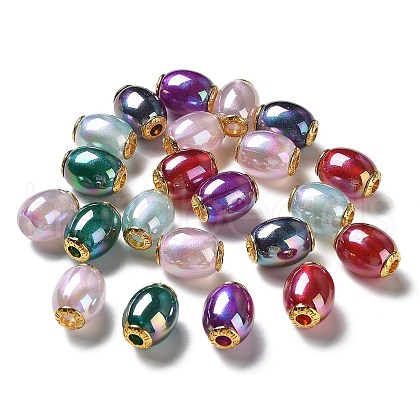 Rainbow Iridescent Plating Acrylic European Beads OACR-P019-02A-M-1