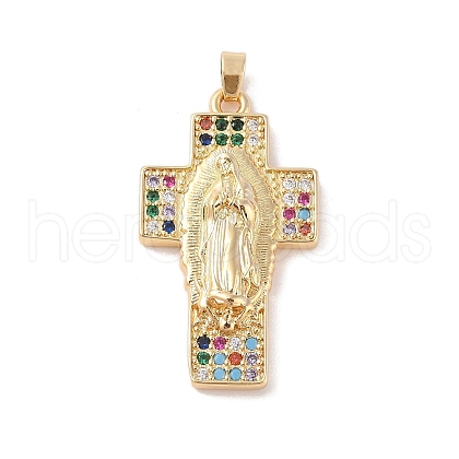 Brass Cubic Zirconia Pendants KK-Z050-05G-02-1