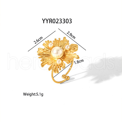 Imitation Pearl Flower Irregular Vintage Cuff Rings HQ5475-3-1