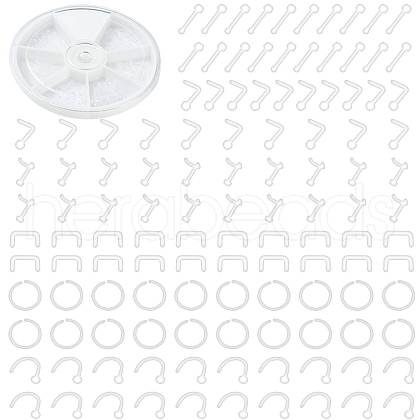 120Pcs 6 Style Acrylic L-Shaped Nose Ring AJEW-YW0001-11B-1