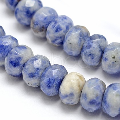 Faceted Natural Blue Spot Jasper Rondelle Beads Strands G-K090-05-1