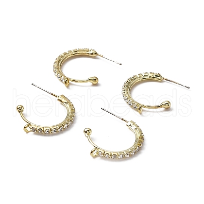 Brass Glass Rhinestone Stud Earring Findings FIND-WH0125-64-1