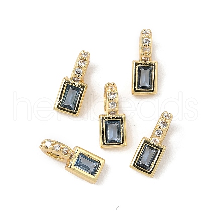 Brass Micro Pave Cubic Zirconia Charms KK-Q039-04B-G-1