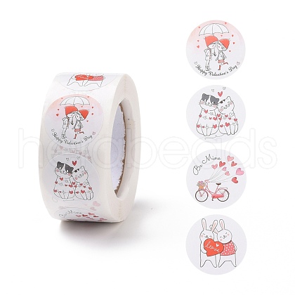 Valentine's Day Round Paper Stickers DIY-I107-04-1