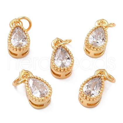 Real 18K Gold Plated Brass Inlaid Cubic Zirconia Charms ZIRC-L100-077G-01-1
