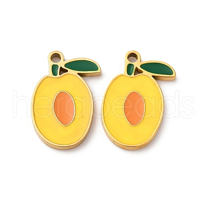 Fruit Seris 304 Stainless Steel Enamel Charms STAS-U060-03G-08-1