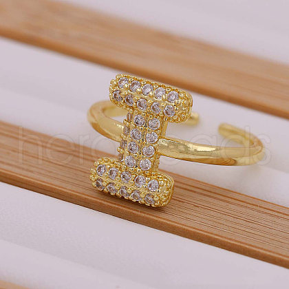 Brass Micro Pave Clear Cubic Zirconia Initial Cuff Rings FS-WGB210B-10-1