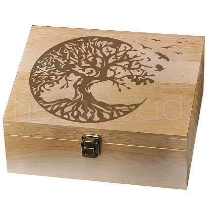 Rectangle Wooden Memory Keepsake Boxes with Lids CON-WH0101-004-1