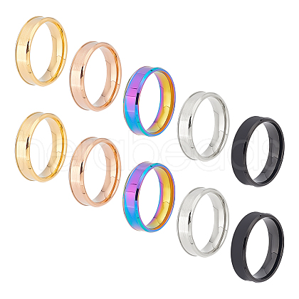 DICOSMETIC 10Pcs 5 Colors 201 Stainless Steel Plain Band Ring for Men Women RJEW-DC0001-03B-1
