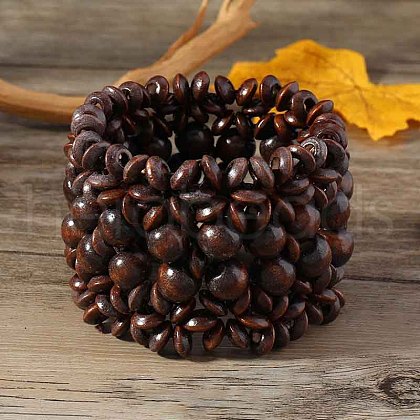 Bohemia & Ethnic Style Wood Stretch Bracelets for Women WG33998-13-1
