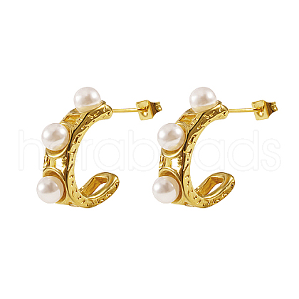304 Stainless Steel Ring Stud Earrings FP4530-1-1
