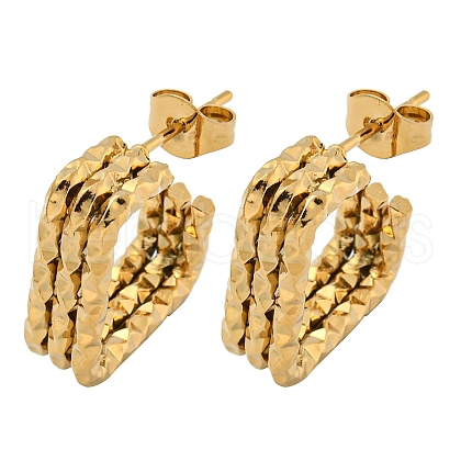 202 Stainless Steel Square Multi Layered Stud Earrings EJEW-H003-12G-1