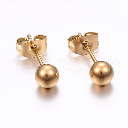 304 Stainless Steel Stud Earrings EJEW-H353-03G-5MM-1
