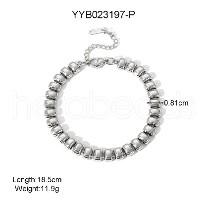 Stainless Steel Bean Link Chain Bracelets for Unisex KH5029-3-1