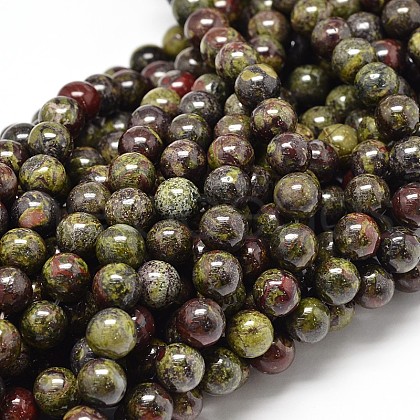 Natural Bloodstone Round Beads Strands G-P075-04-6mm-1