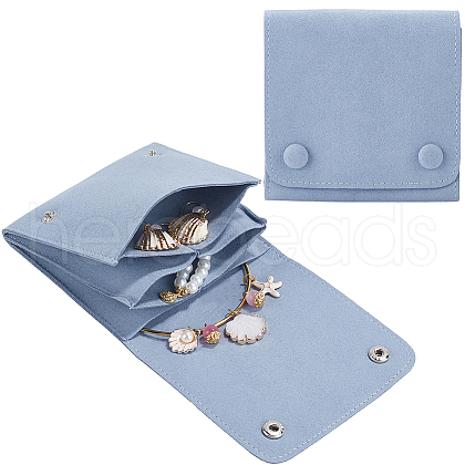 Beebeecraft 2Pcs Microfiber Cloth Jewelry Storage Bags with Brass Button ABAG-BBC0001-17B-02-1