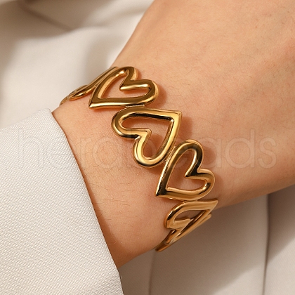 304 Stainless Steel Cuff Bangles for Women BJEW-Z130-01G-1