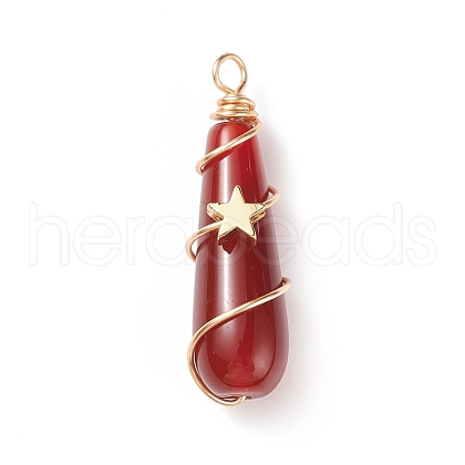 Dyed Natural Carnelian Pendants PALLOY-JF01866-01-1