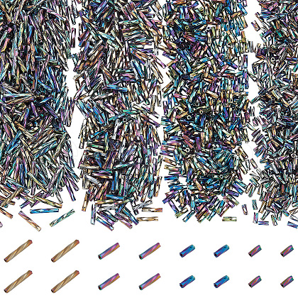   1200Pcs 4 Styles Glass Twisted Bugle Beads SEED-PH0002-09B-1