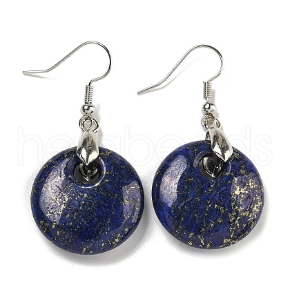 Rack Plating Brass Flat Round Dangle Earrings for Women EJEW-B064-01P-08-1