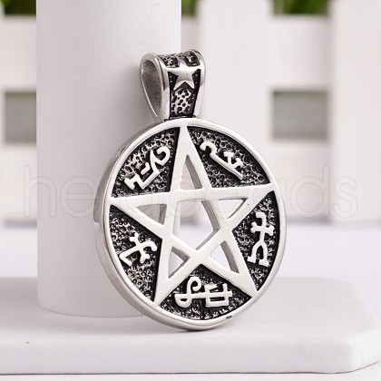 304 Stainless Steel Pentacle Pendants STAS-H061-07AS-1