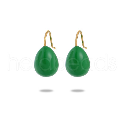 304 Stainless Steel Enamel Teardrop Dangle Earrings for Women EJEW-U023-01G-03-1