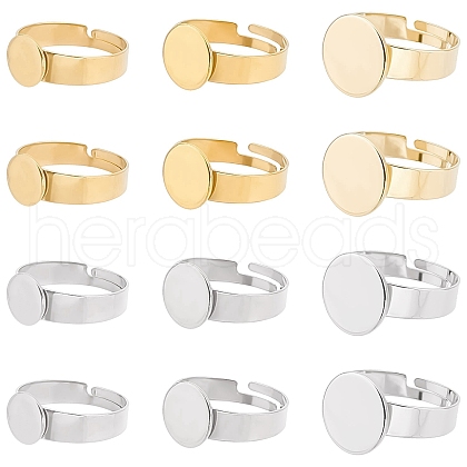 SUNNYCLUE 24Pcs 6 Style Adjustable 304 Stainless Steel Pad Ring Settings STAS-SC0004-75-1